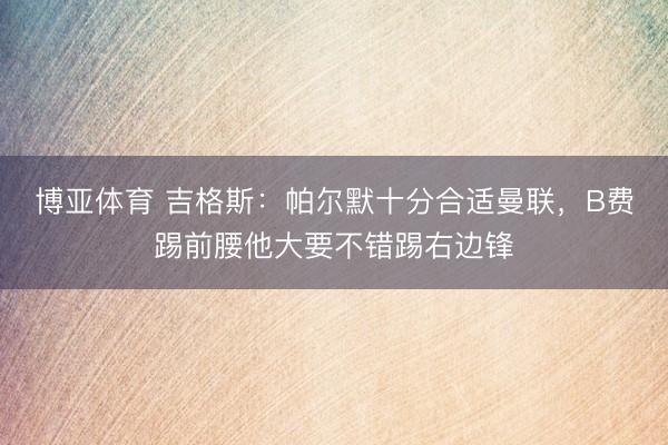 博亚体育 吉格斯：帕尔默十分合适曼联，B费踢前腰他大要不错踢右边锋