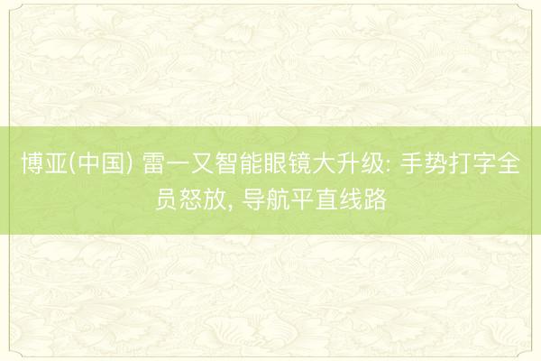 博亚(中国) 雷一又智能眼镜大升级: 手势打字全员怒放， 导航平直线路