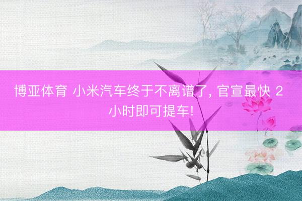 博亚体育 小米汽车终于不离谱了， 官宣最快 2 小时即可提车!