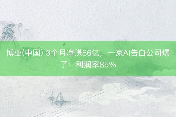 博亚(中国) 3个月净赚86亿，一家AI告白公司爆了：利润率85%