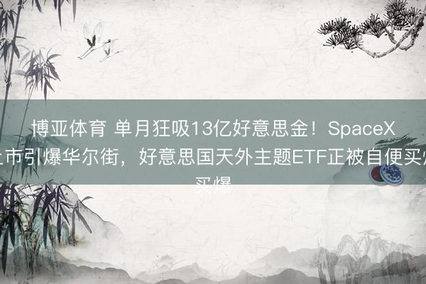 博亚体育 单月狂吸13亿好意思金！SpaceX上市引爆华尔街，好意思国天外主题ETF正被自便买爆