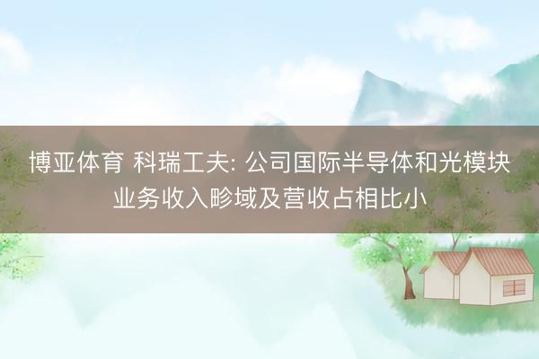 博亚体育 科瑞工夫: 公司国际半导体和光模块业务收入畛域及营收占相比小