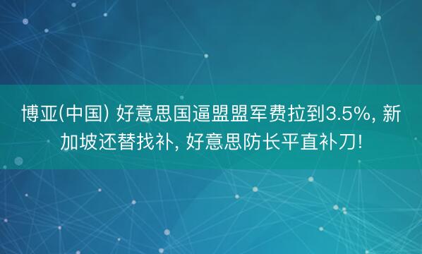 博亚(中国) 好意思国逼盟盟军费拉到3.5%， 新加坡还替找补， 好意思防长平直补刀!