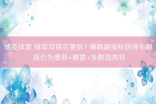 博亚体育 绿军双探花要拆? 曝鹈鹕指标获得布朗 报价为墨菲+穆雷+多数选秀权